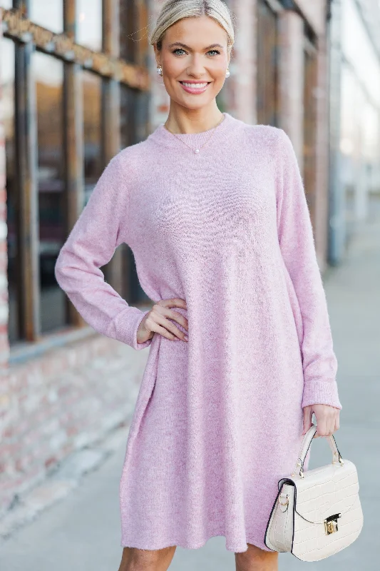 Soft Looks Be The One Pink Babydoll Sweater Dress