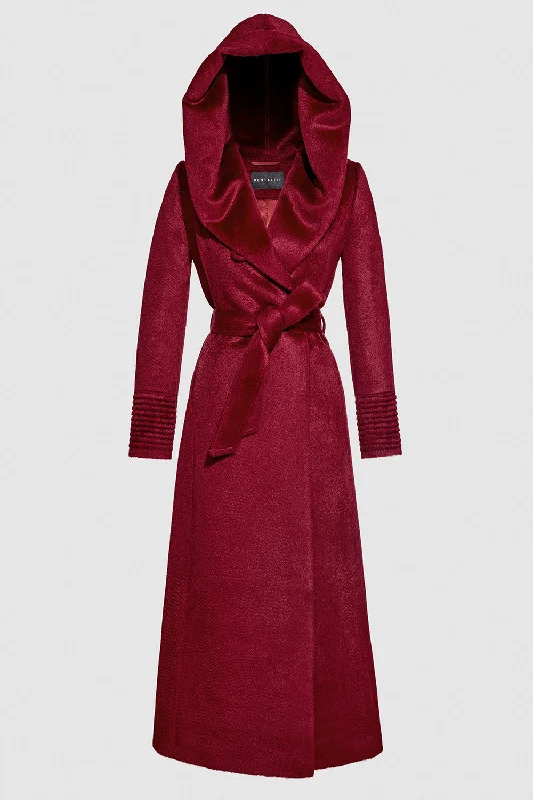 Soft Knitwear Suri Alpaca Maxi Hooded Wrap Coat