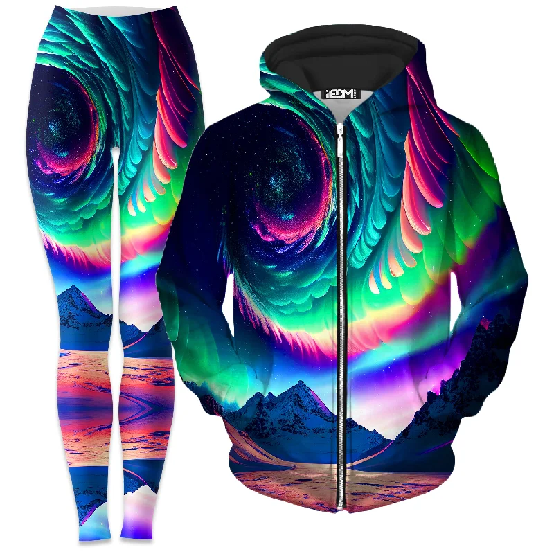 Classic Comfort Northern Lights II Zip-Up Hoodie and Leggings Combo