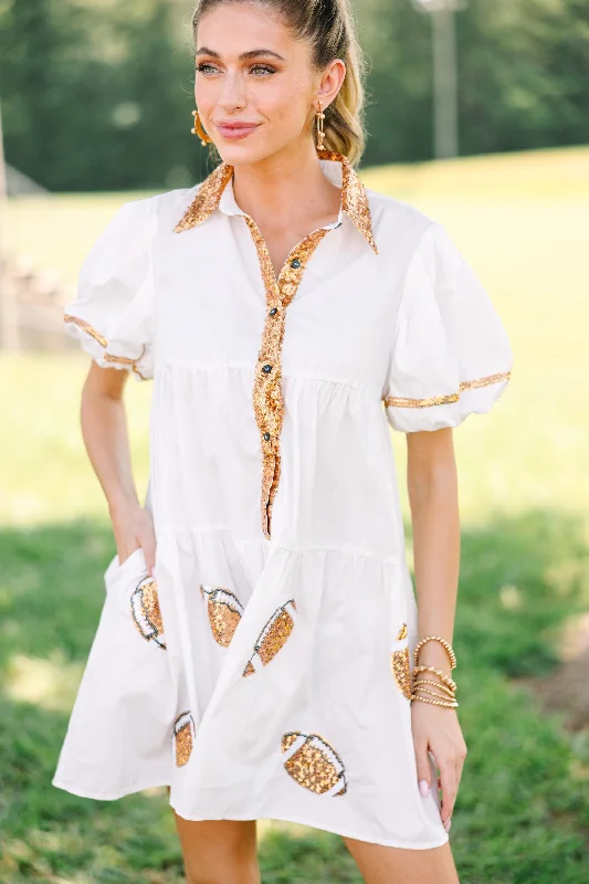 Soft Wear Pass The Ball White Sequin Football Dress