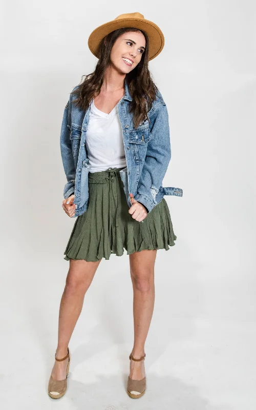 Relaxed Tops Ruffled Linen Skirt- Final Sale