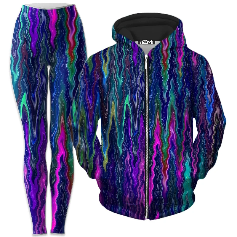 Relaxed Dresses Cosmic Vibrations Zip-Up Hoodie and Leggings Combo