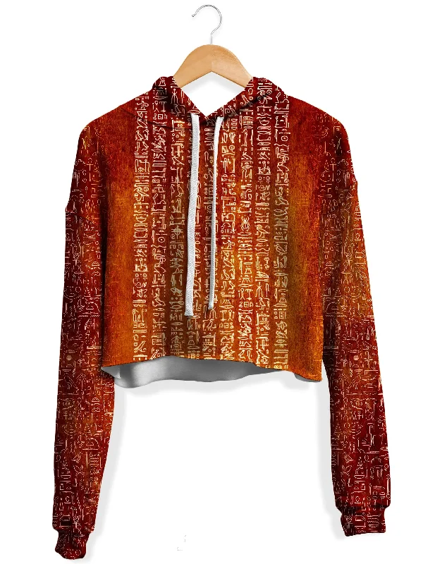 Casual Elegance Time Warp Hieroglyph Fleece Crop Hoodie