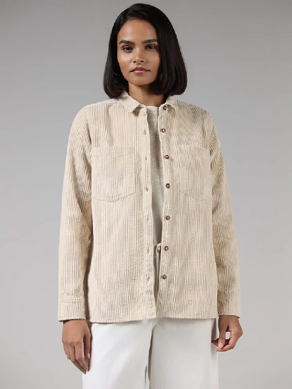 Easy-to-Wear LOV Solid Cream Jacket