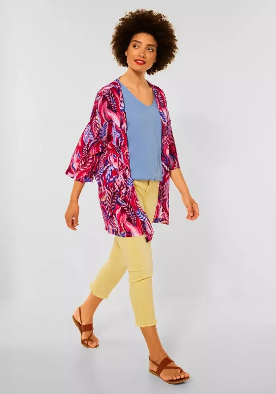 Lounge Wear Street One One Size Printed Kimono, Cherry Red