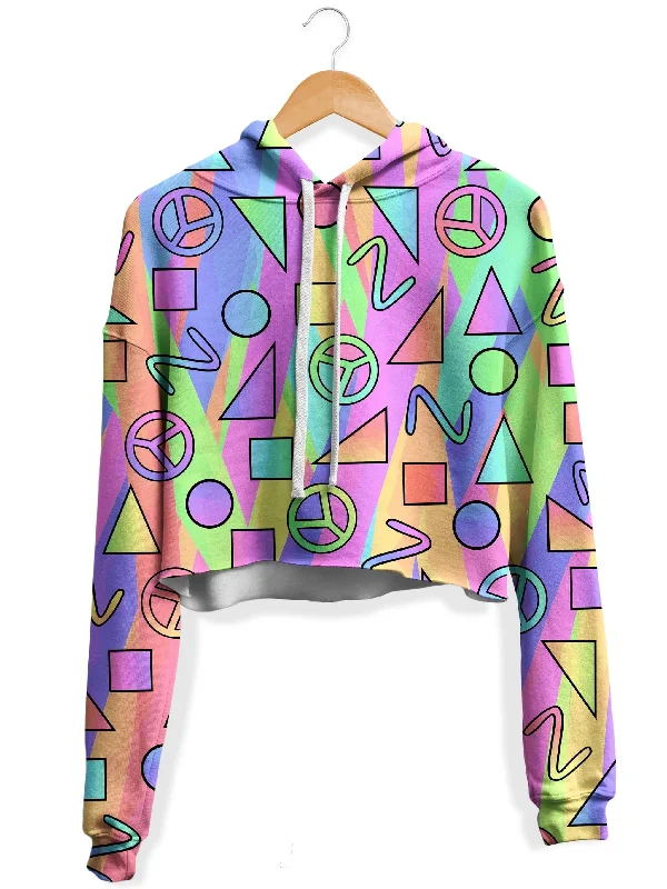 Cozy Pants Trippy Retro Peace Signs Fleece Crop Hoodie