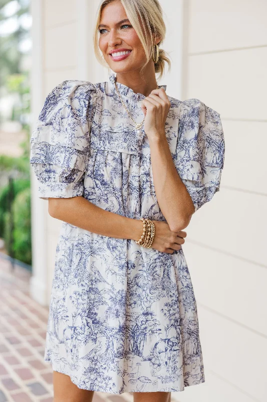 Chic Comfort Spend Your Day Slate Toile Dress