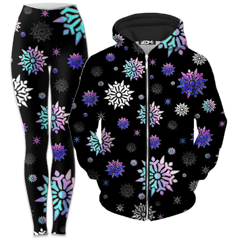 Cozy Layers Festive Night Sky Zip-Up Hoodie and Leggings Combo