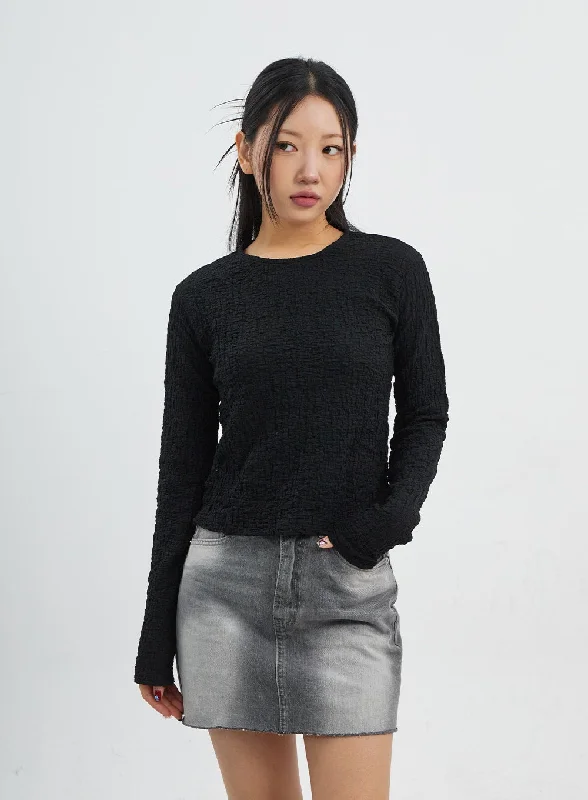 Comfortable Dresses Crewneck Long Sleeve Top CJ318