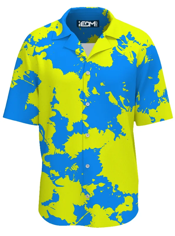 Relaxed Wear Yellow and Blue Paint Splatter Lounge Shirt