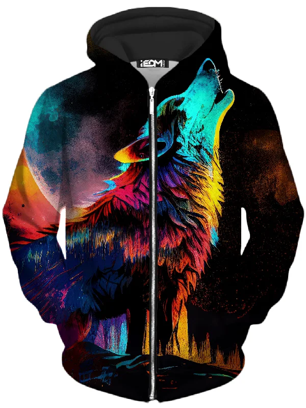 Cozy Fitting Spirit Wolf Unisex Zip-Up Hoodie