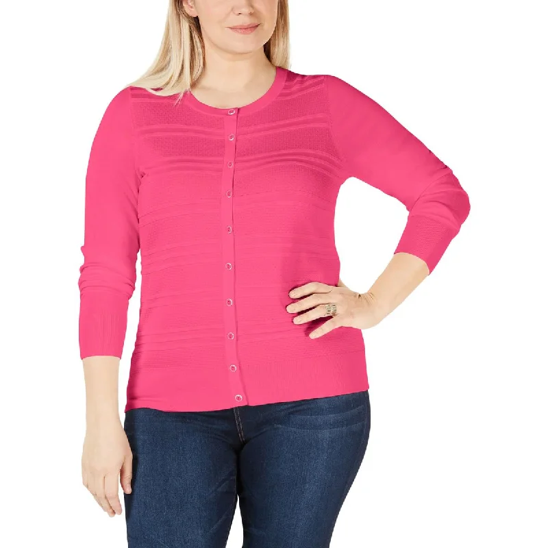 Simple Style Charter Club Womens Plus Layering Textured Cardigan Sweater
