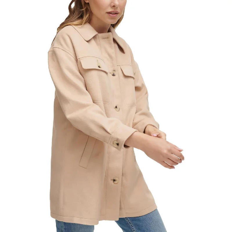 Sporty Comfort Calvin Klein Jeans Womens Petites Collar Pocketed Soft Shell Jacket