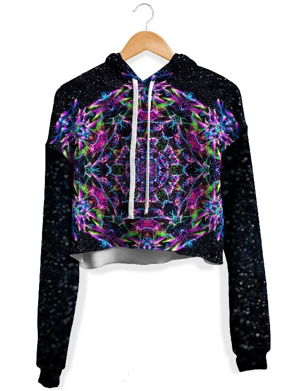 Urban Comfort Purp Geometric Fleece Crop Hoodie