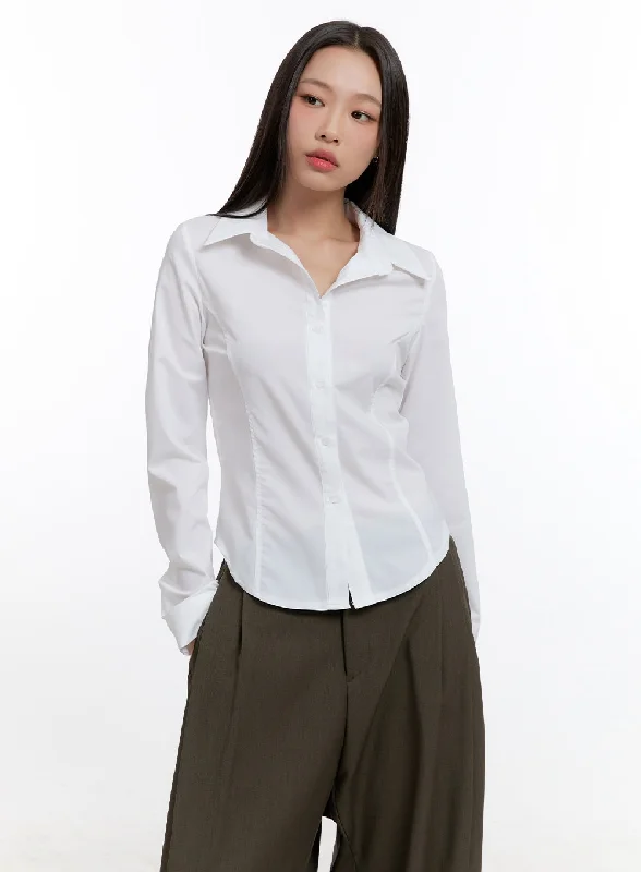 Effortless Comfort Slim Fit Collared Blouse CN420
