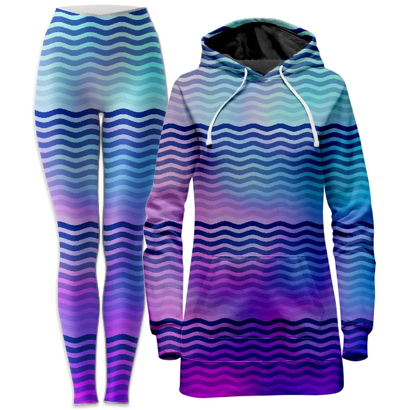 Warm Layers Beach Waves Hoodie Dress and Leggings Combo