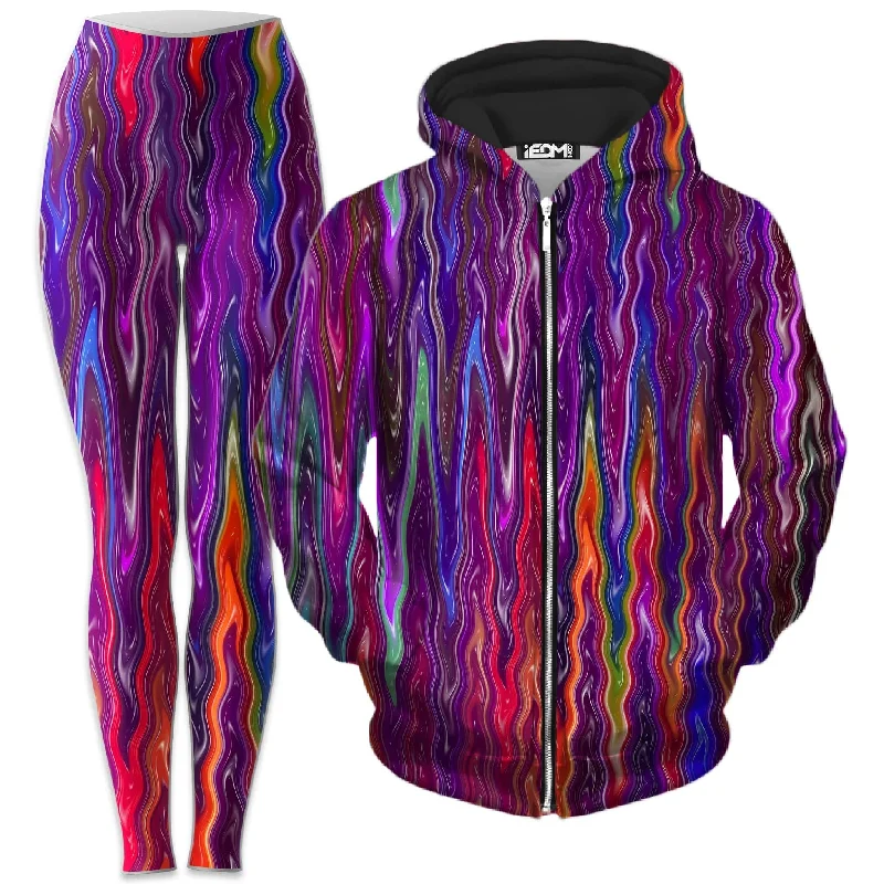 Everyday Comfort Trippy Vibes Zip-Up Hoodie and Leggings Combo