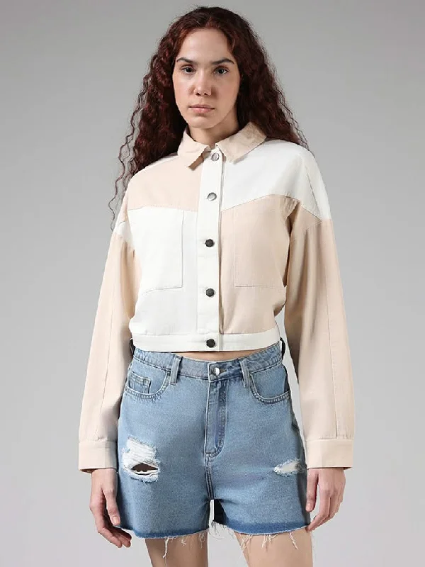 Smart Comfort Wear Nuon Beige Colo block Cotton Jacket