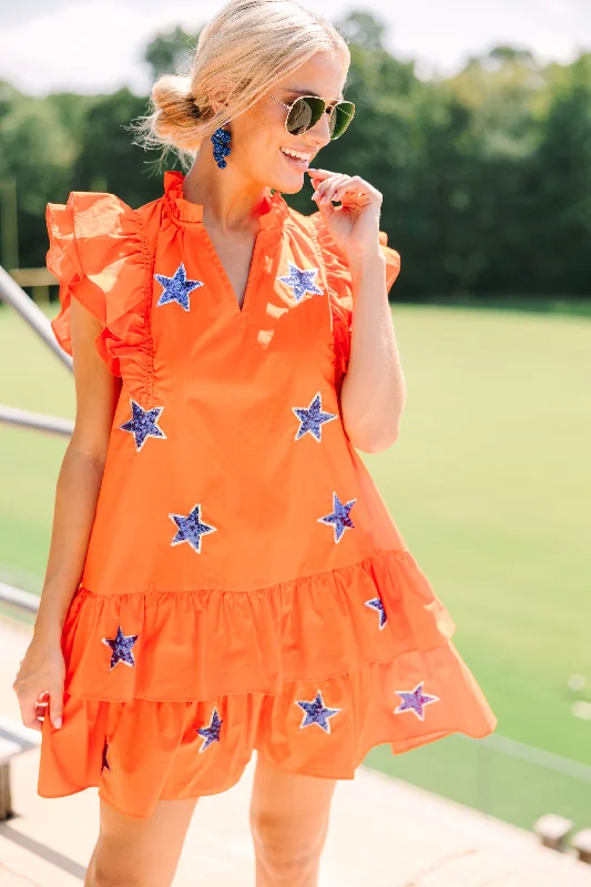 Relaxed Dresses Star Of The Show Orange Sequined Dress