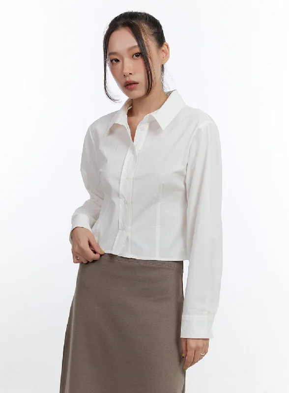 Relaxed Dresses Cotton Pintuck Crop Shirt CN401