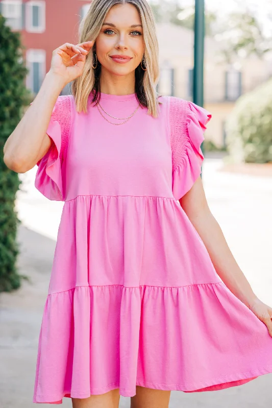 Casual Chic Wear Get Together Pink Babydoll Dress