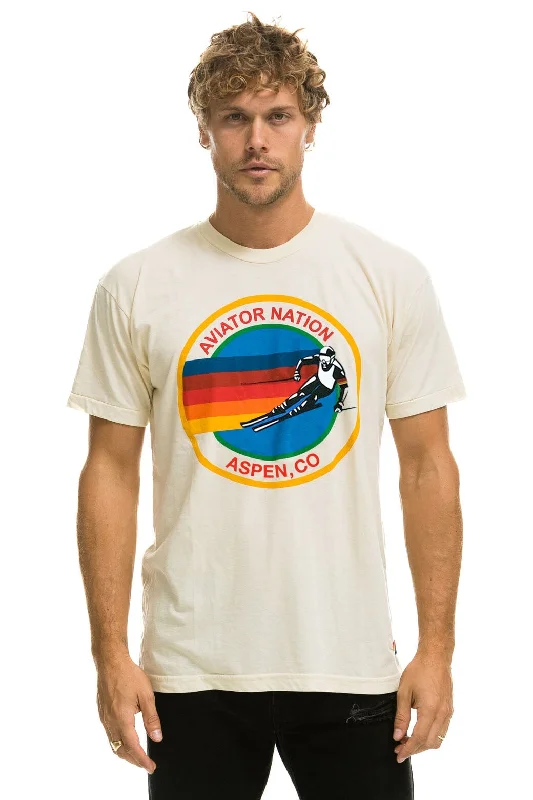 Breezy Comfort AVIATOR NATION ASPEN CREW TEE SHIRT - VINTAGE WHITE