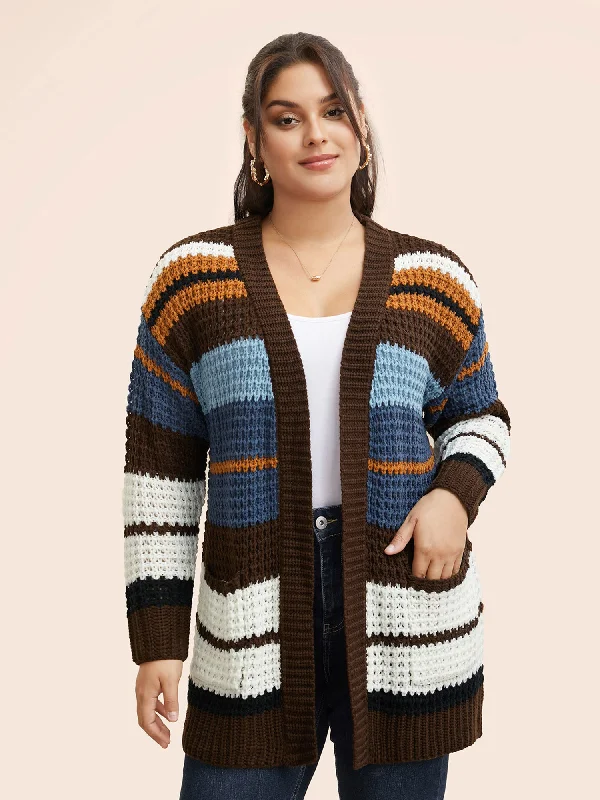 Soft Layers Colorblock Contrast Patched Pocket Cardigan