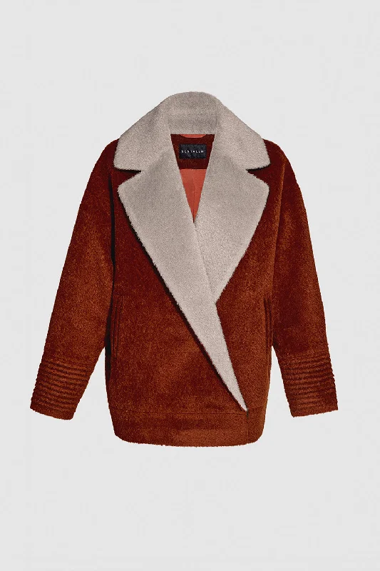 Soft Wear Bouclé Alpaca Dropped Shoulder Aviator Jacket