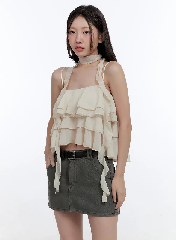 Versatile Wear Ruffle Cami Crop Top CG414