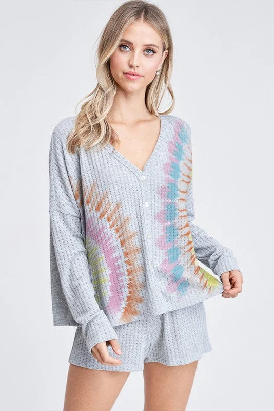 Cozy Lounge Wear Sunrise Cardigan Lounge Set, Grey
