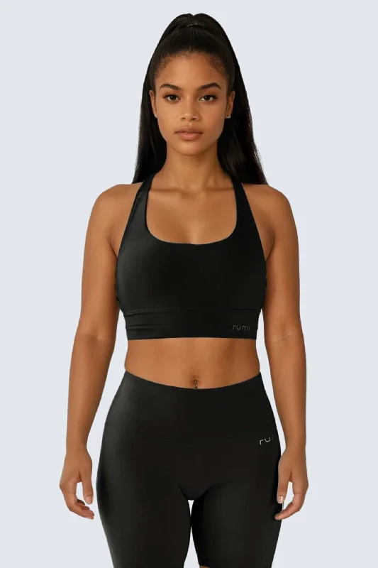 Cozy Look W SunSoft Stringy Crop Top Bra - Black
