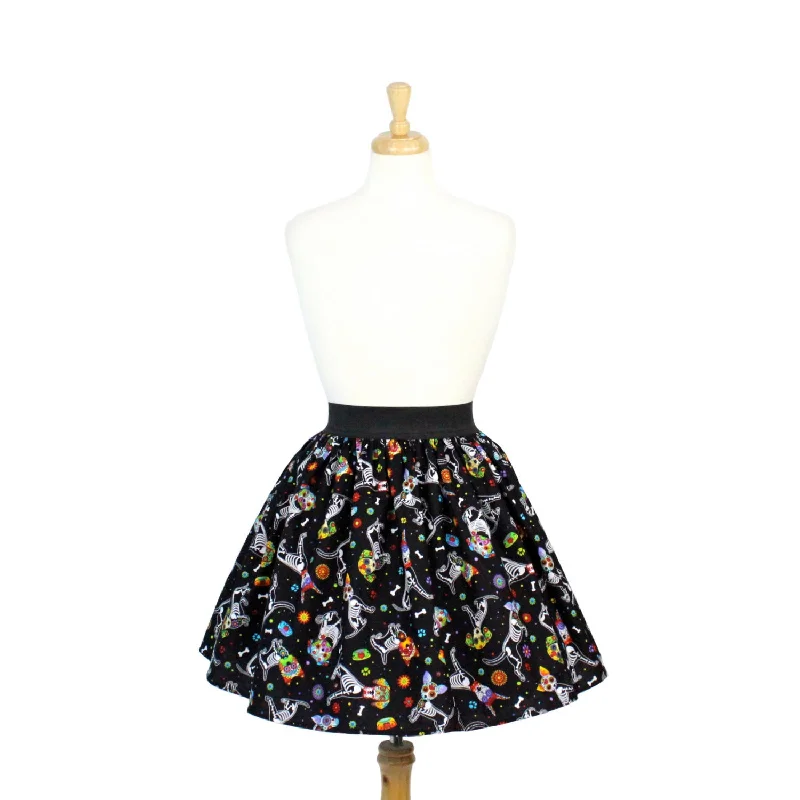 Timeless Style Day of the Dead Dog Pleated Skirt #PS-D331