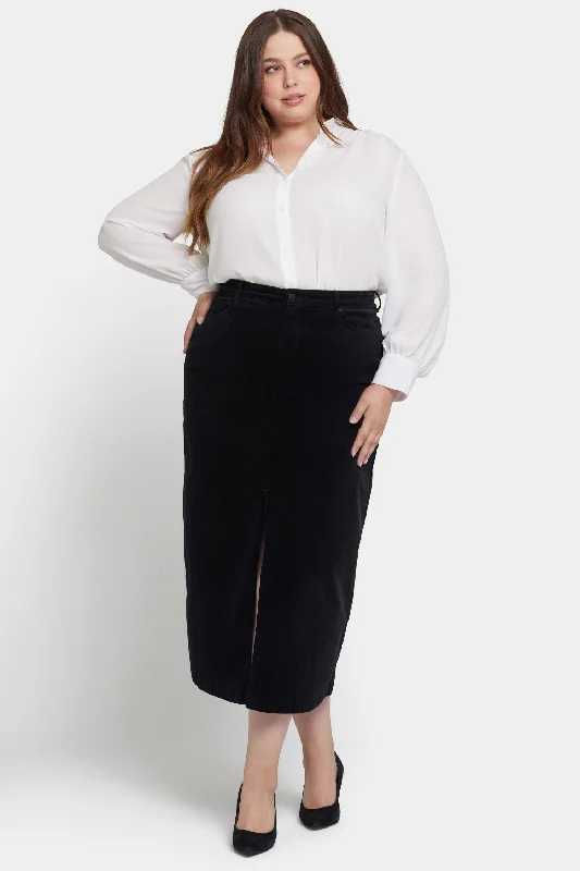 Cozy Fitting High Rise Long Skirt In Plus Size - Black