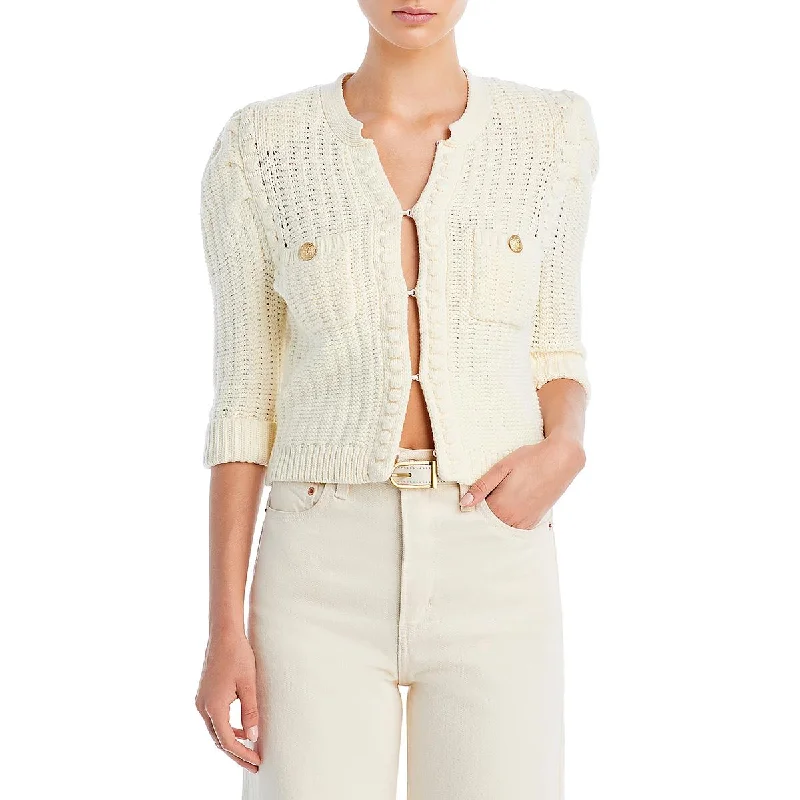 Soft Comfort L'Agence Womens Delilah Textured Cotton Cardigan Sweater