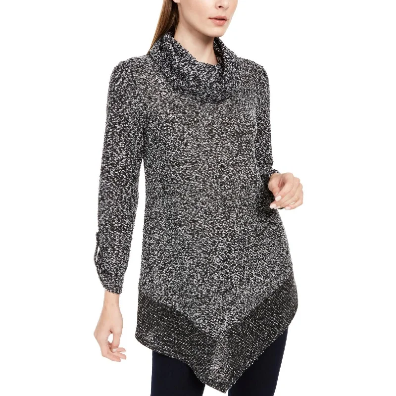 Soft Textures NY Collection Womens Knit Asymmetric Turtleneck Sweater