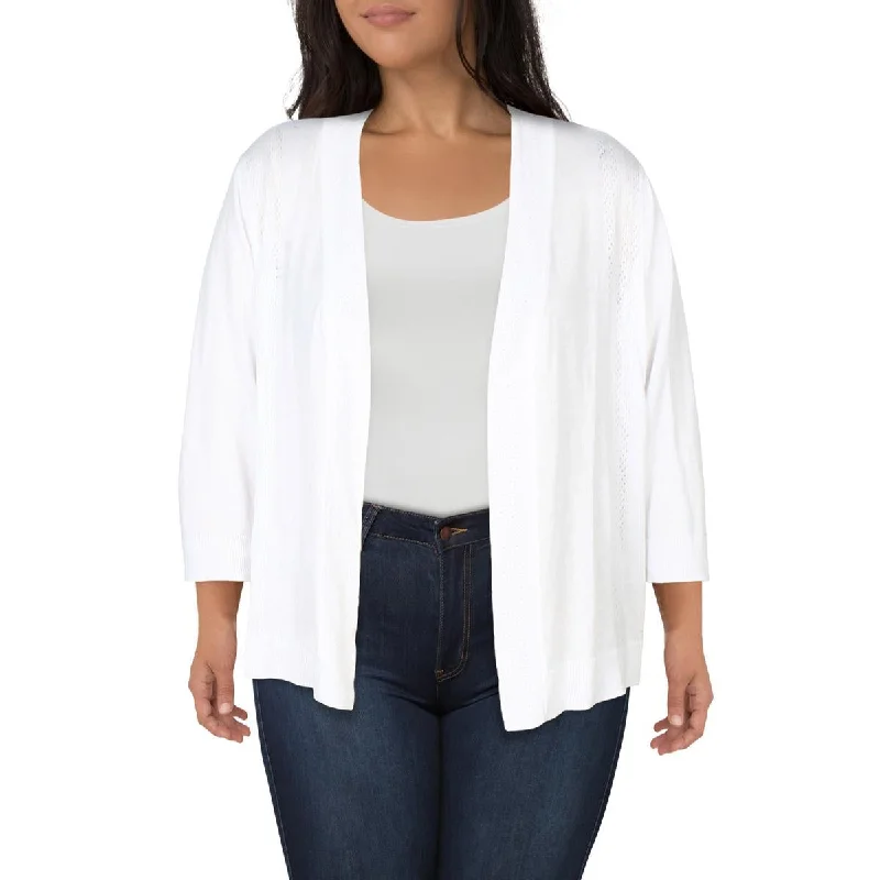 Sporty Elegance Belldini Womens Plus Open Front Eyelet Cardigan Sweater