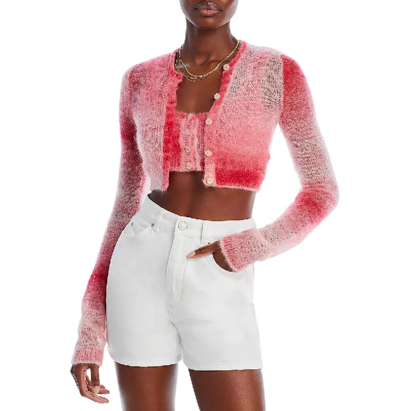 Light Fit RE/DONE Womens Crop Alpaca Cardigan Sweater