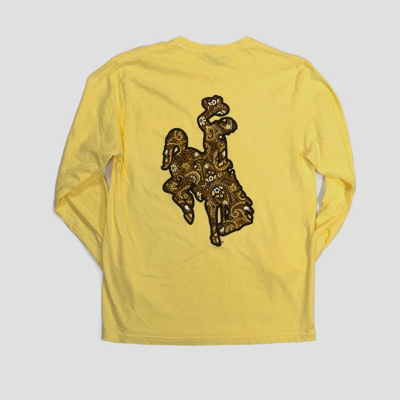 Comfy Dress Paisley Bucking Horse Long Sleeve Pocketed T-shirt