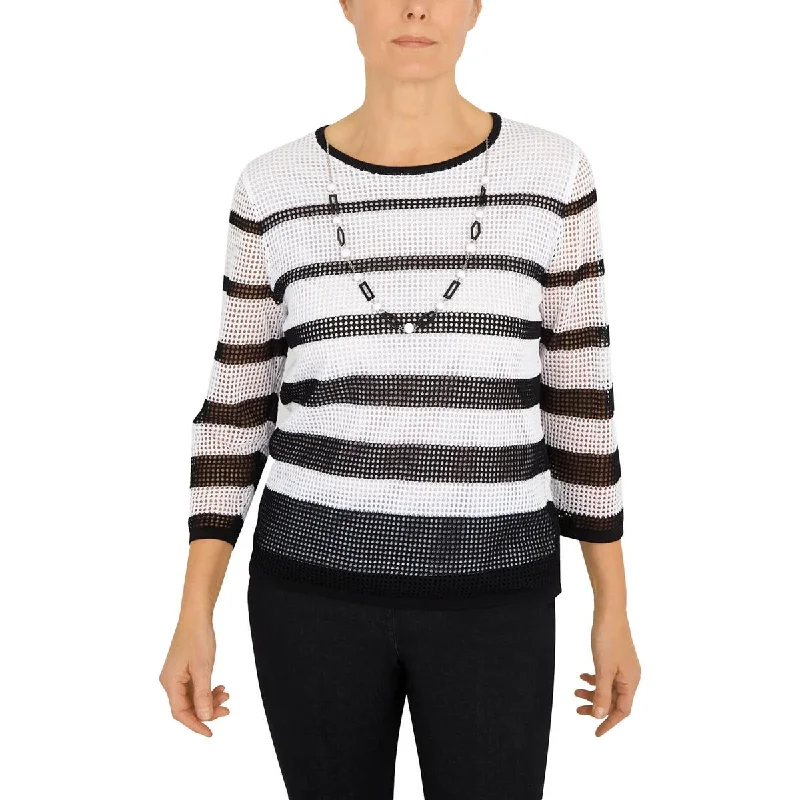 Casual Elegance Alfred Dunner Womens Striped  Pullover Sweater