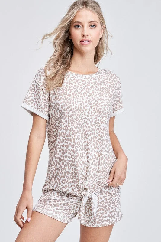 Comfort Fit Leopard Loungewear Short Set