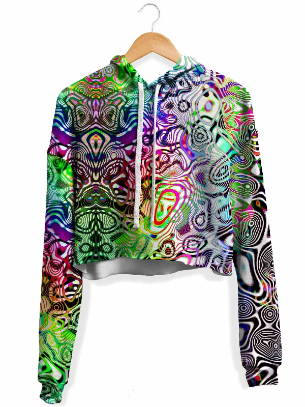 Versatile Outfits Rainbow Ripples Fleece Crop Hoodie