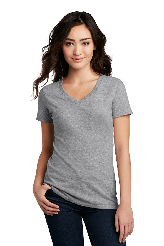 Trendy Comfort District Womens Perfect Blend Short Sleeve V-Neck T-Shirt - Heather Light Grey