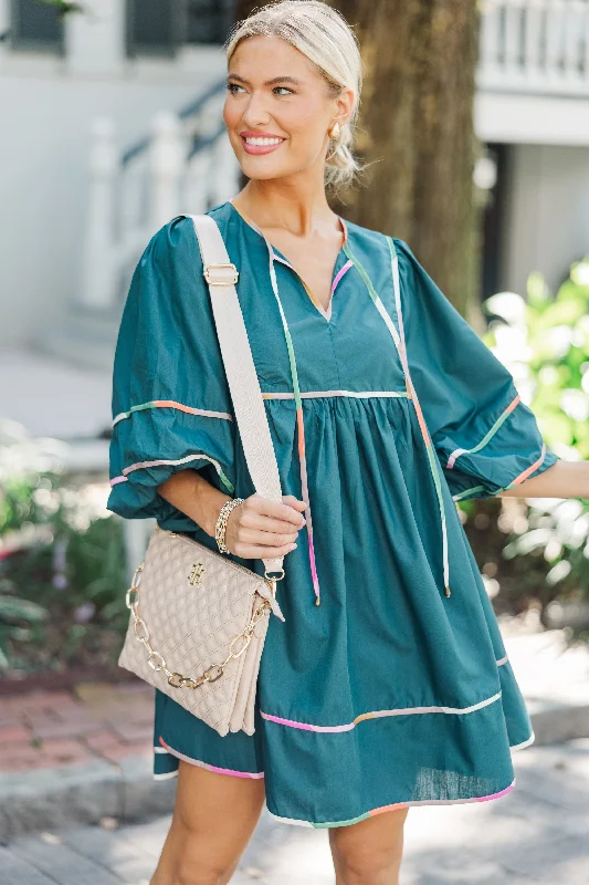 Comfortable Sweaters Believe In You Pine Green Babydoll Dress
