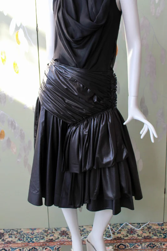 Effortless Comfort Donna Karan New York Leather-Look Tiered Skirt, Small