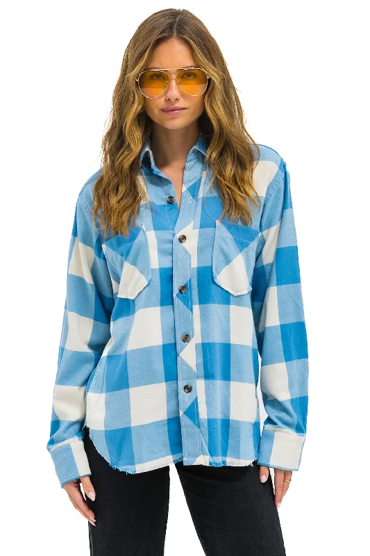 Classic Comfort PLAID FLANNEL LIGHT WEIGHT UNISEX WESTERN SHIRT - SKY PLAID