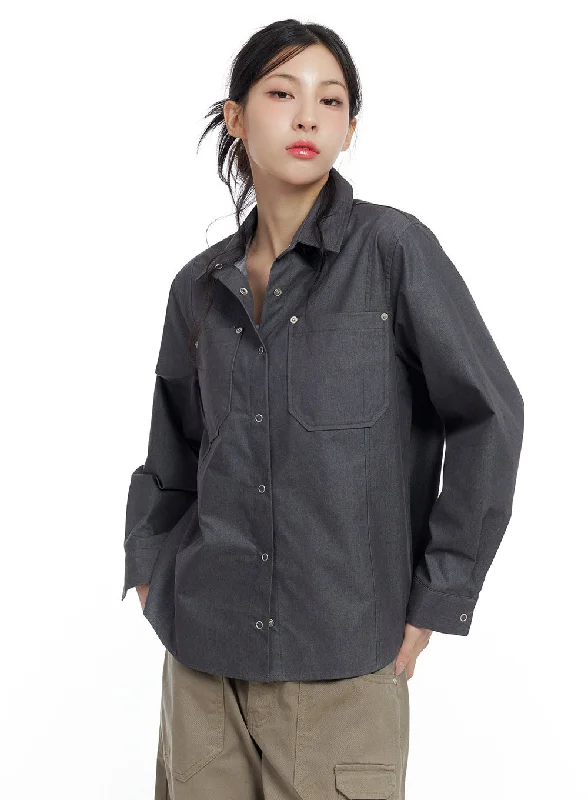 Comfy Pants Collared Denim Pocket Shirt CO426