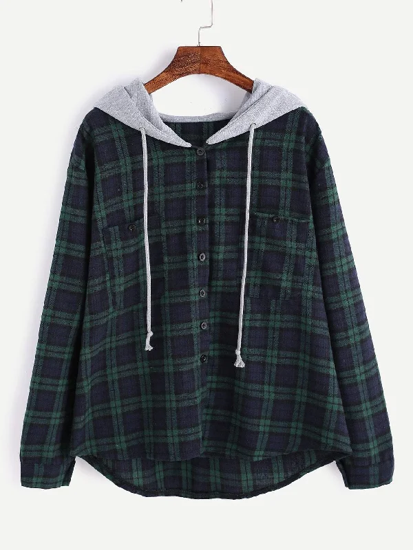 Sporty Wear Plus Pocket Decoration Hooded Sweatshirt