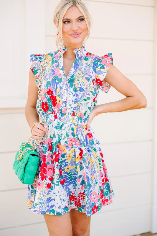 Breezy Style Bright Days Ahead White Floral Dress