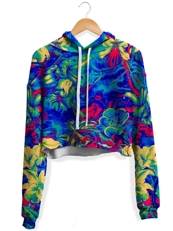 Modern Comfort Poisonous Flowers Fleece Crop Hoodie