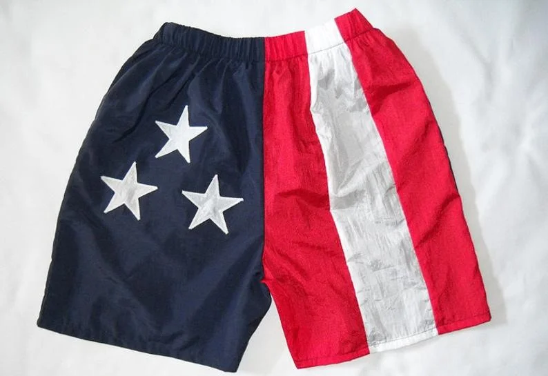 Chic Lounge Adult American Flag Color Blocking Nylon Walking Shorts Size S - 4XL by Stately Made in USA flagwalkingshorts Chic Lounge Adult American Flag Color Blocking Nylon Walking Shorts Size S - 4XL by Stately Made in USA flagwalkingshorts